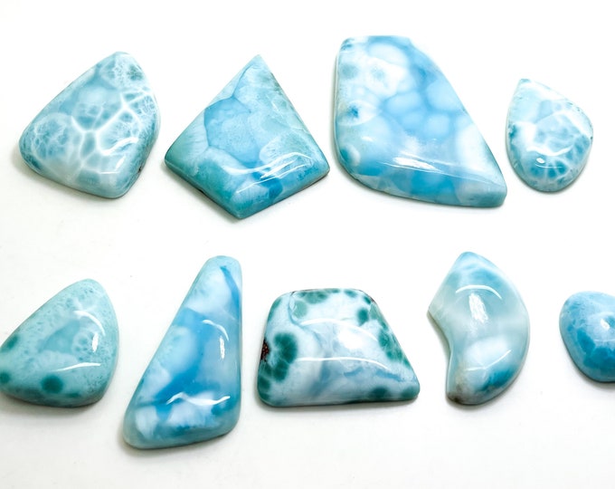 Natural Dominican Larimar Cabochons Rock Gemstone Round Small Oval Flat Rectangle Beads for Pendant Grade AAA - PGL42B