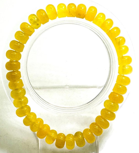 Yellow Jade Rondelle Bead Bracelet: Handmade Gemstone Jewelry