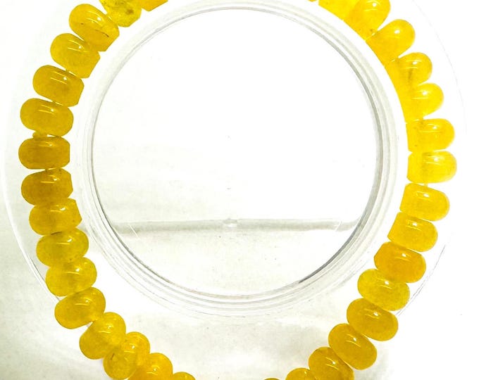 Transparent Yellow Jade 8mm Rondelle Gemstone Beads Stretch Elastic Cord Handmade Beaded Bracelet Accessories - PGBRD37