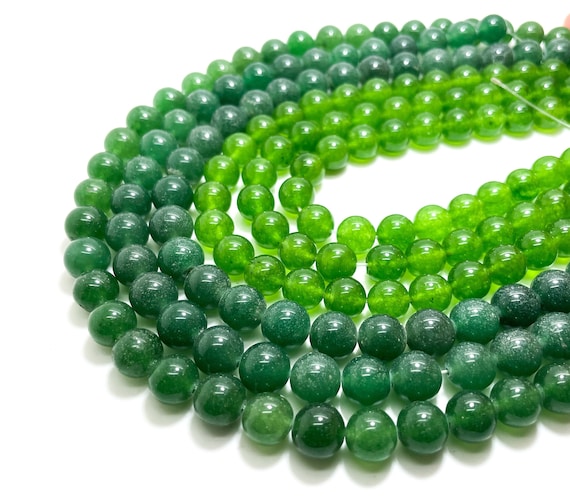 Green Jade, Smooth Polished Round 10mm Jade Sphere Round Gemstone Beads - Full 15.5" Strand - RN44