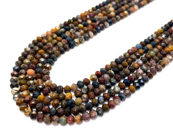 Natural Brown Pietersite Faceted Rondelle 4mm x 6mm Gemstone Beads - RDF111