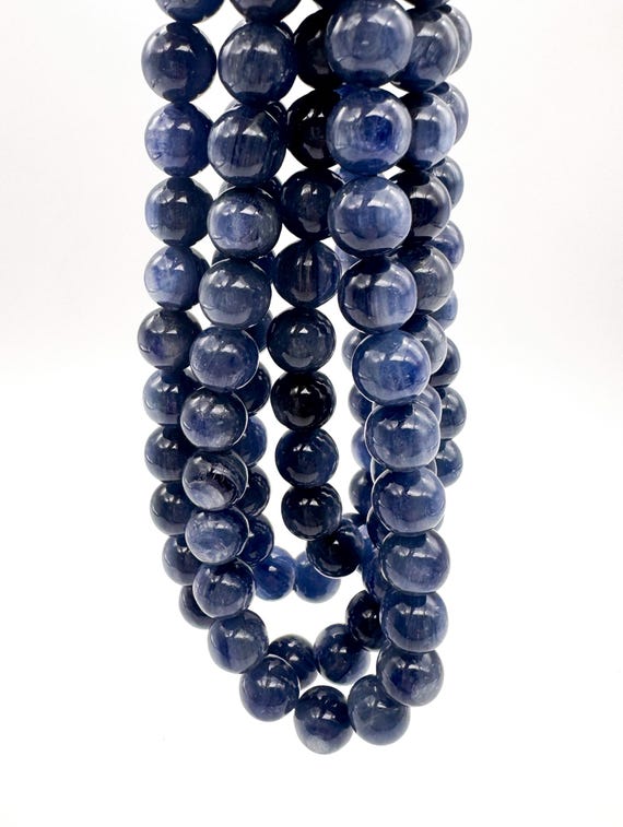 AAA Natural Blue Kyanite Round Beads | 8mm 10mm | High Grade Deep Blue Gemstone Beads | Full 15.5" Strand | Jewelry Making Supplies - RN66A