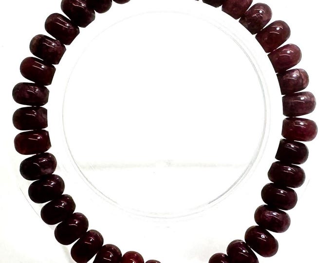Purple Eggplant Jade 8mm Rondelle Gemstone Beads Stretch Elastic Cord Handmade Beaded Bracelet Accessories - PGBRD38