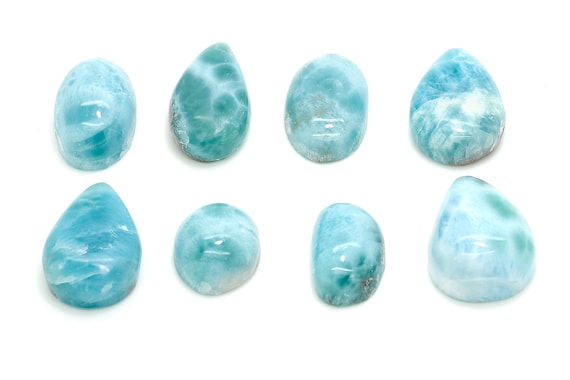 Natural Dominican Larimar Cabochon - Chips Rock Smooth Stone Gemstone Round Pear Tear Oval Beads for Ring Necklace Pendant Jewelry - PGL106