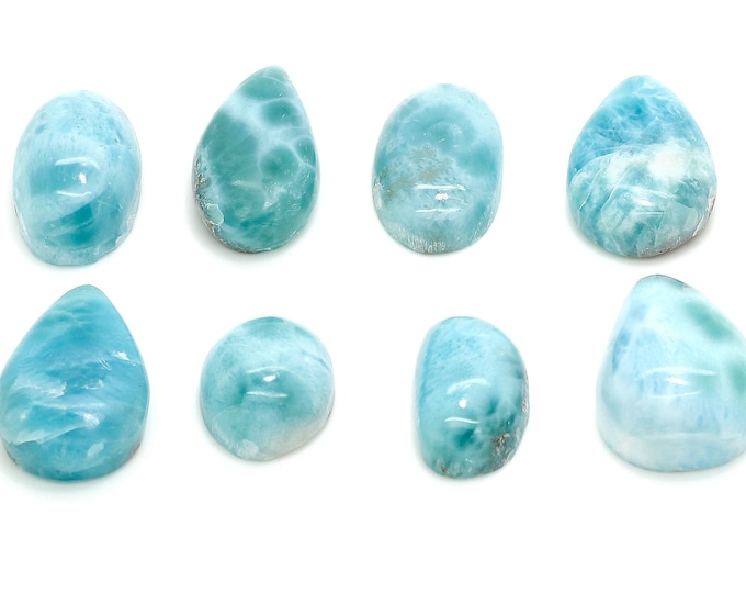 Natural Dominican Larimar Cabochon - Chips Rock Smooth Stone Gemstone Round Pear Tear Oval Beads for Ring Necklace Pendant Jewelry - PGL106