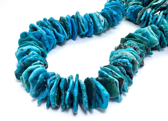 Kingman Turquoise Slab Beads Genuine 10mm 16mm 22mm Arizona Blue Stone Organic Petal Shape Gemstone for Artisan Jewelry Supply - PGS371