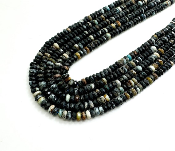 Natural African Turquoise Faceted Rondelle 2mm x 4mm Gemstone Beads - RDF111