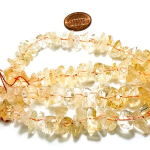 Natural Citrine Beads, Yellow Golden Citrine Flat Chips Nugget Assorted Size Gemstone Beads - PG80 image 3