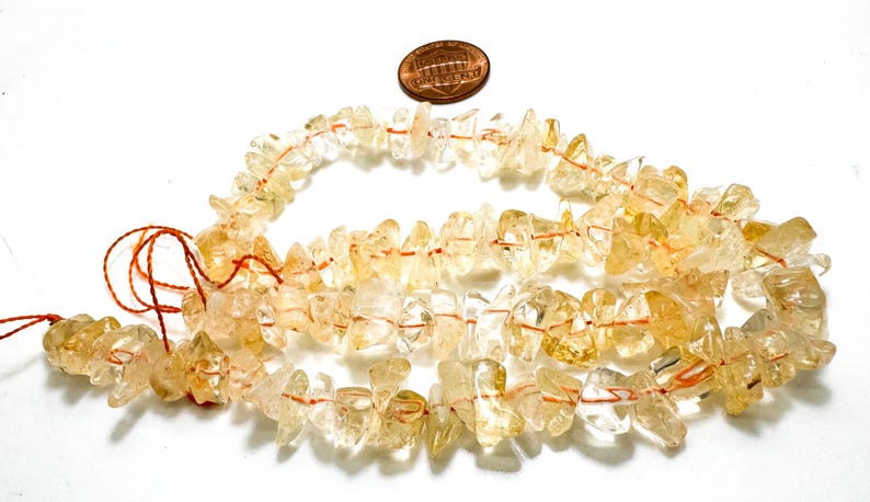 Natural Citrine Beads, Yellow Golden Citrine Flat Chips Nugget Assorted Size Gemstone Beads - PG80 image 3