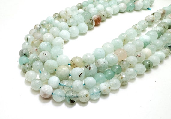 Blue Agate Faceted Polished Round 8mm 10mm Gemstone Jewelry Making Beads - RNF133B