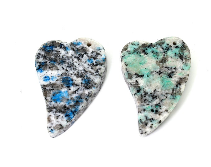 AA Rare (Green/Blue) Genuine Natural K2 Smooth Gemstone Beads For Necklace Pendant Flat Heart Shape - PP45