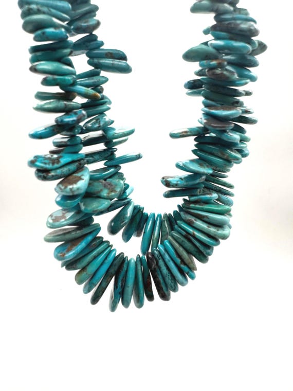 Natural Kingman Turquoise Flat Tab Beads Genuine Untreated Arizona Sky Blue Graduated Tapered Slab Southwestern Jewelry Supply PGS370-18