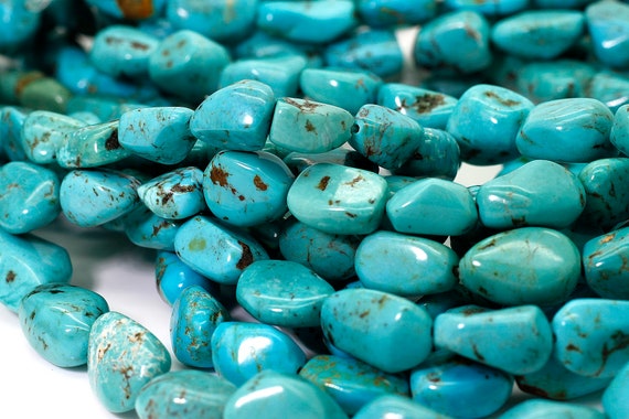8 Strand Blue Turquoise Nuggets Turquoise Smooth Nuggets Shape Gemstone Beads Strands Blue Turquoise Smooth Nuggets Shape Beads Gemstone