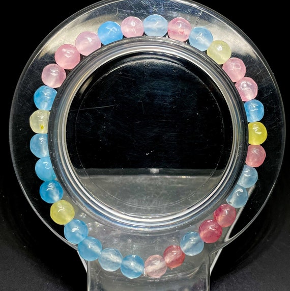 Rainbow Agate Faceted Round 6mm Gemstone Beads Stretch Elastic Cord Handmade Beaded Bracelet Accessories - PGB232