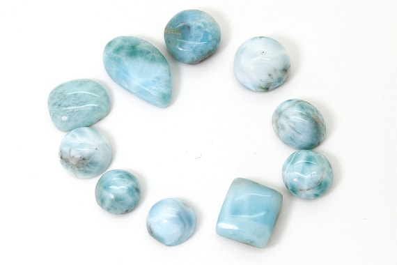Natural Larimar Cabochon - 10 pcs Chips Rock Stone Gemstone Variety Tear Drop Shape Beads for Ring Necklace Pendant Jewelry Making - PGL45
