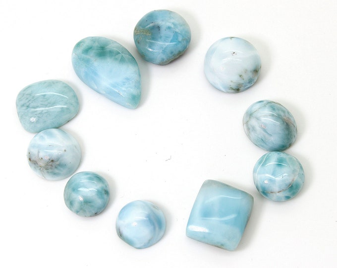 Natural Larimar Cabochon - 10 pcs Chips Rock Stone Gemstone Variety Tear Drop Shape Beads for Ring Necklace Pendant Jewelry Making - PGL45