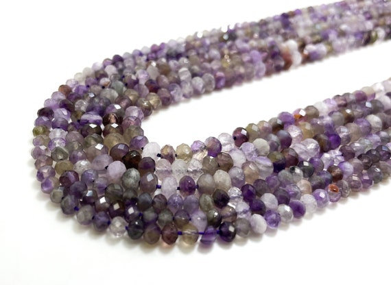 Genuine Amethyst Beads, Faceted Rondelle Natural Amethyst 3mm x 4mm, 3mm x 5mm Gemstone Beads for jewelry Necklace Bracelet Making - RDF81B