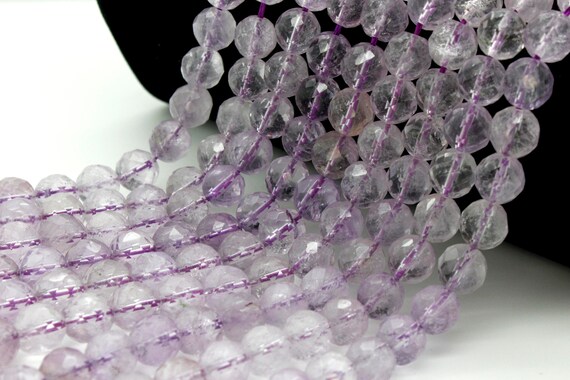 Natural Amethyst Beads, Purple Transparent Purple Faceted Polished Round Sphere  Gemstone Beads - PGP19