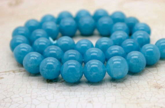 Natural Angelite, Angelite Smooth Polished Round Sphere  Gemstone Beads 4mm 6mm 8mm 10mm (Full Strand) - PG143