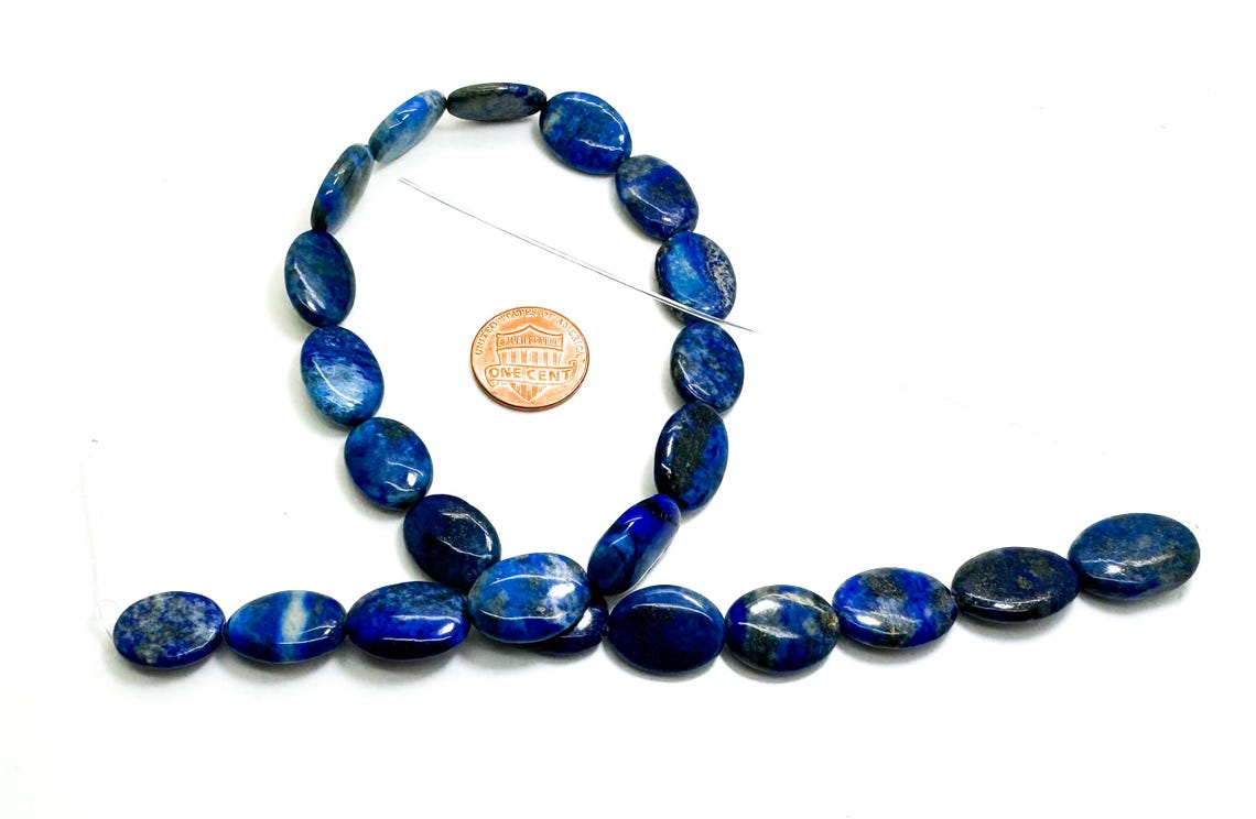 Natural Blue Lapis Lazuli Smooth Flat Oval Gemstone Beads - PG97C - Etsy