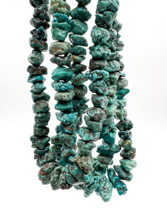 Natural Arizona Turquoise Beads Rugged Graduated Chip Nugget Genuine USA Raw Blue Round Turquoise 11mm-21mm • Artisan Jewelry Supply