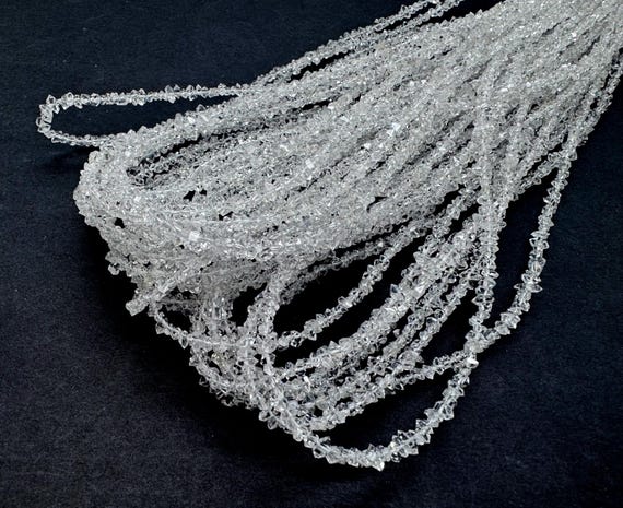 Genuine Herkimer Diamond Beads Natural 2.5-3mm Tiny Raw Crystal Points • High Clarity Double Terminated Quartz Artisan Jewelry Supply PGS24A