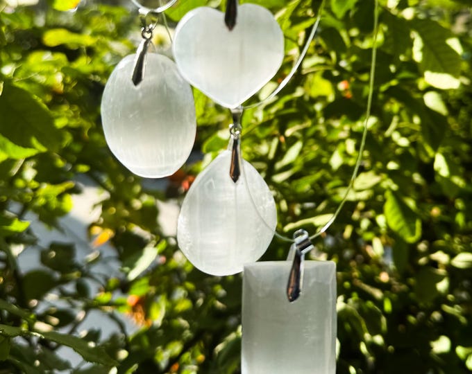 Natural White Selenite Gemstone Pendant (Heart, Oval, Rectangle, Teardrop) for Necklace