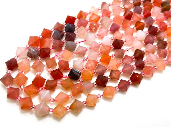 Natural Cherry Quartz Bicone Beads Faceted 8mm Gemstone Beads 15.5" Strand - PGS315K