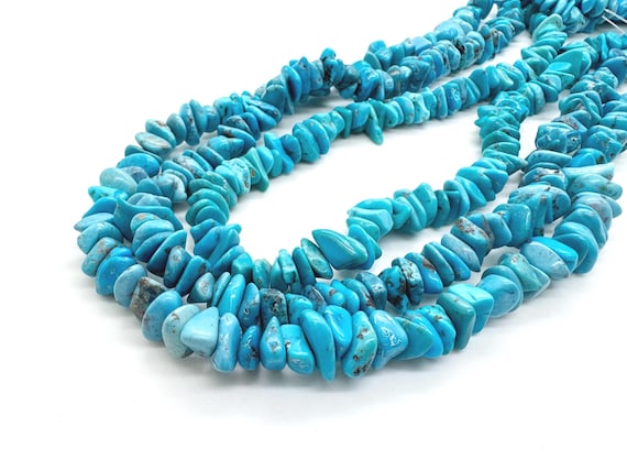 Genuine Natural Kingman Turquoise Arizona Sky Blue Tumbled Nugget Gemstone Beads 8mm to 11mm Assorted Polished Turquoise - PGS372