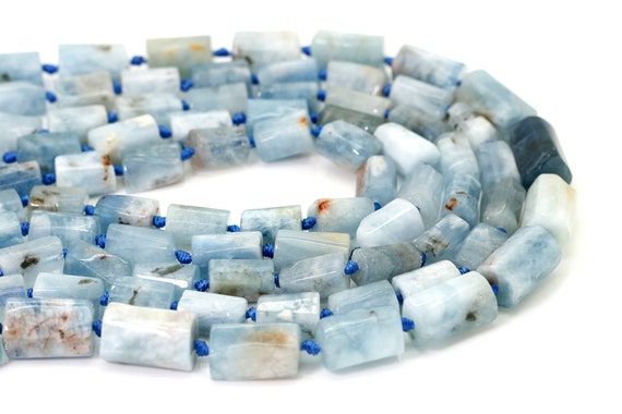 Natural Aquamarine Smooth Cut Nugget Cube Chips Gemstone Assorted Size Beads - PGS326