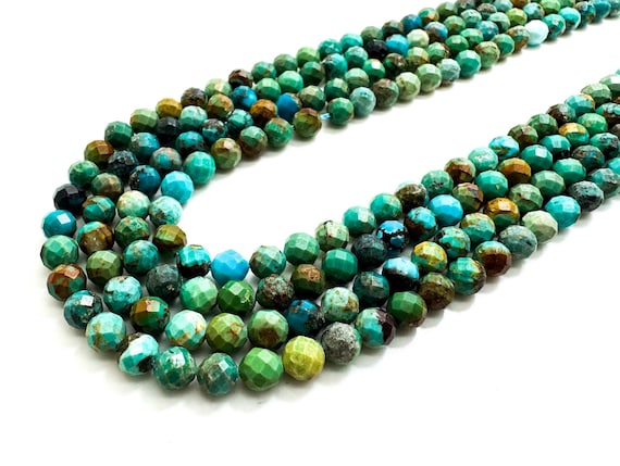 Natural Blue Turquoise Faceted Round 5mm Gemstone Beads - RNF127