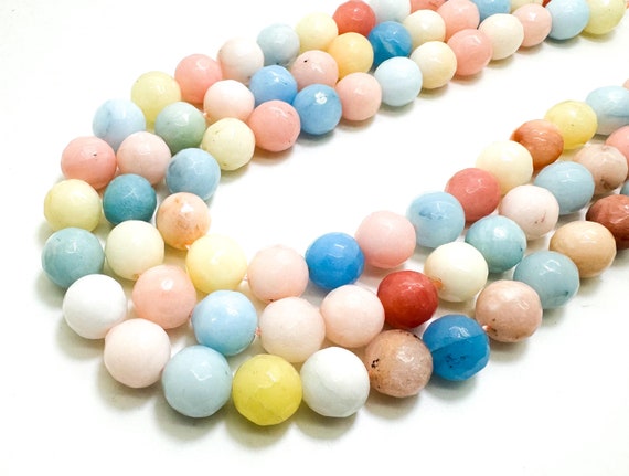 Multi Color Rainbow Morganite Agate Faceted Round 10mm Gemstone Jewelry Making Beads - RNF131F