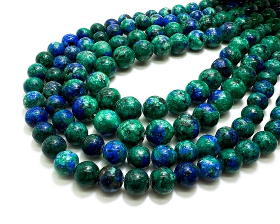 Green Blue Jasper Smooth Polished Round 8mm 10mm Gemstone Jewelry Making Beads - RN199C