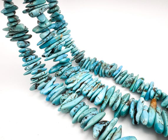 Natural Arizona Kingman Turquoise Beads 20-29mm Large Freeform Stick Dagger Beads Blue Untreated Turquoise Matrix Gemstone PGS371-8
