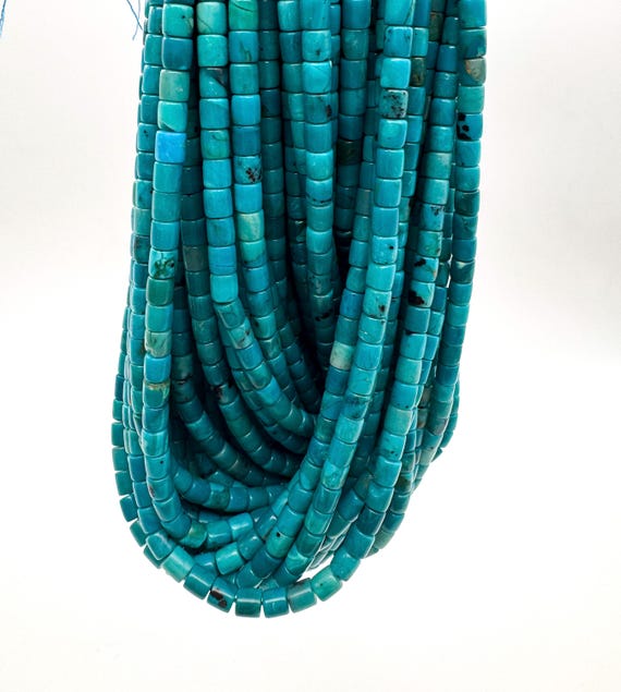 Natural Kingman Turquoise Heishi Gemstone Beads 2mm 4mm | Genuine AAA Blue Turquoise Rondelle Beads | 15.5" Strand | Jewelry Making PGS409