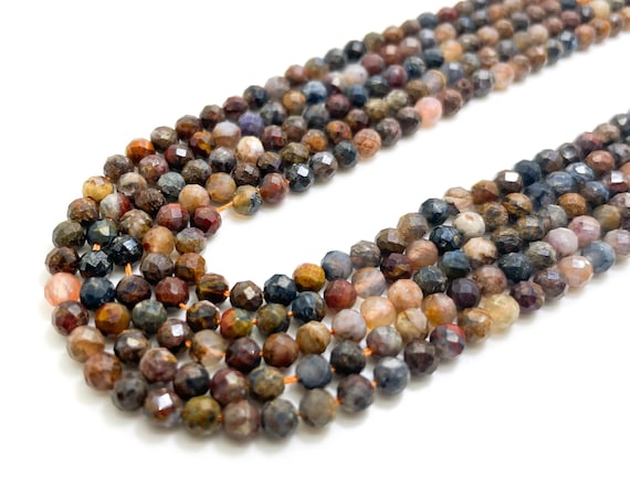 Pietersite Beads, Natural Pietersite Faceted Round 4mm Gemstone Beads - RNF125