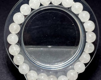 Witte jade gladde ronde edelsteenkralen maat 6 mm 8 mm 10 mm stretch elastisch koord handgemaakte armband PGB144