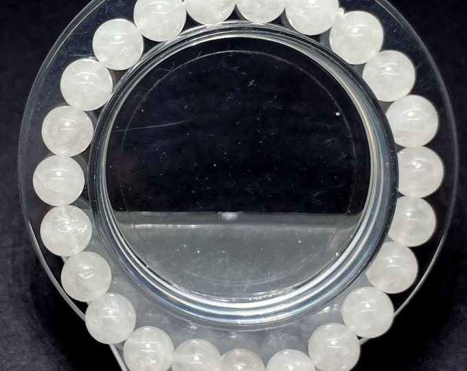 White Jade Smooth Round Gemstone Beads Size 6mm 8mm 10mm Stretch Elastic Cord Handmade Bracelet PGB144
