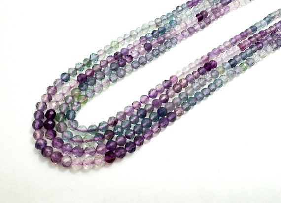 Faceted Round Fluorite Beads 3mm - Gemstone Rock Stone