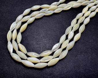 AAA Oval Marquise Mother of Pearl MOP Shell Beads – Natural Iridescent Shell for Jewelry Making - PG322I