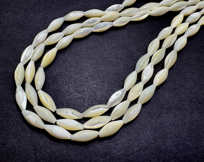 AAA Oval Marquise Mother of Pearl MOP Shell Beads – Natural Iridescent Shell for Jewelry Making - PG322I