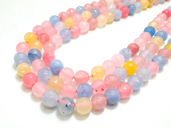 Multi Color Rainbow Agate Faceted Round 8mm Gemstone Jewelry Making Beads - RNF132-7