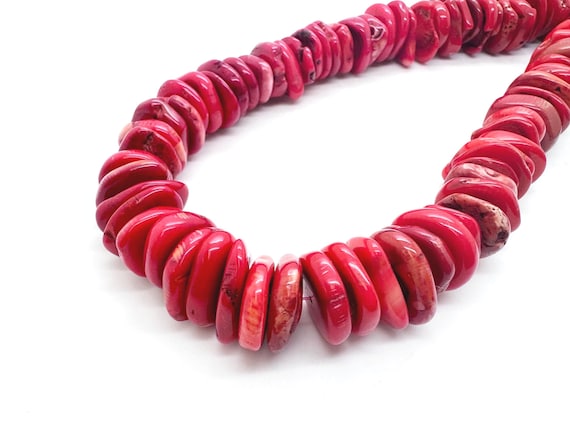 Natural Red  Sponge Coral Nugget Rondelle Beads Large Polished Focal Beads Vibrant Crimson Sea Tumbled Slabs Bold  Jewelry Supply
