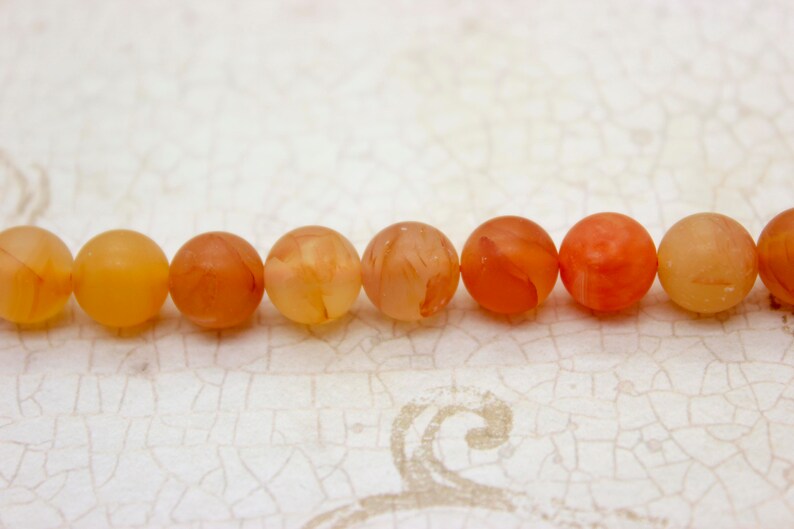 8mm 10mm Matte Orange Carnelian Round Gemstone Beads