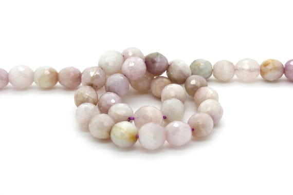 Kunzite, Natural Kunzite Faceted Round Ball Sphere Loose Gemstone Beads - RNF62