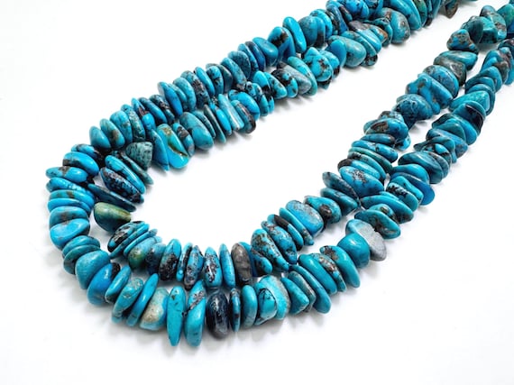 Natural Genuine Arizona Blue Kingman Turquoise Slim Nugget Beads Polished Pebble Flat Nugget Authentic Southwestern Jewelry Supply PGS372-3