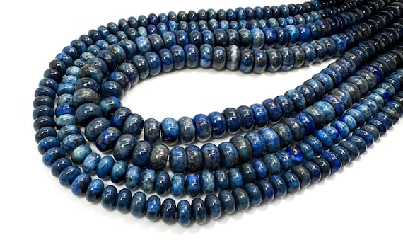 Genuine Lapis Lazuli Beads, Natural High Grade Lapis Smooth Rondelle Round Loose Gemstone 4mm x 6mm, 5mm x 8mm Beads - RD04A