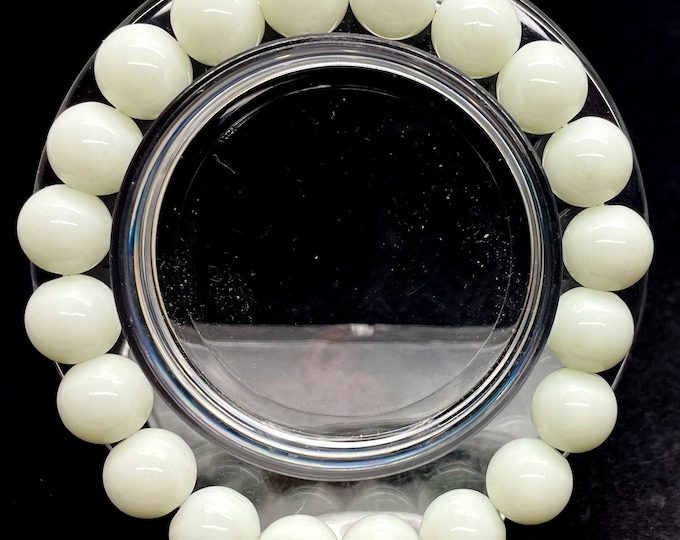 White Onyx Round Ball Sphere Gemstone Beads Size 6mm 8mm 10mm Semi-Precious Gemstone Elastic Cord Bracelet Accessories PGB95