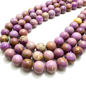 Genuine Smooth Purple Phosphosiderite Natural Gemstone Round Ball Sphere Beads RN64A