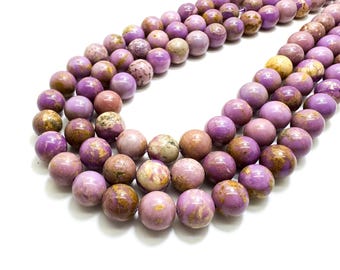 Genuine Smooth Purple Phosphosiderite Natural Gemstone Round Ball Sphere Beads RN64A